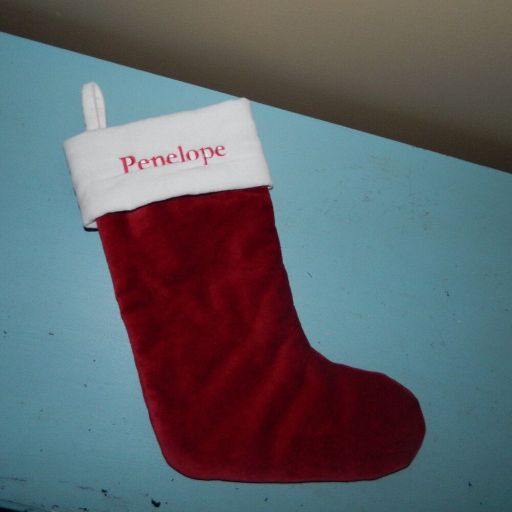 Pottery Barn Classic Velvet Christmas Stocking "Penelope" Sz S (H-39)